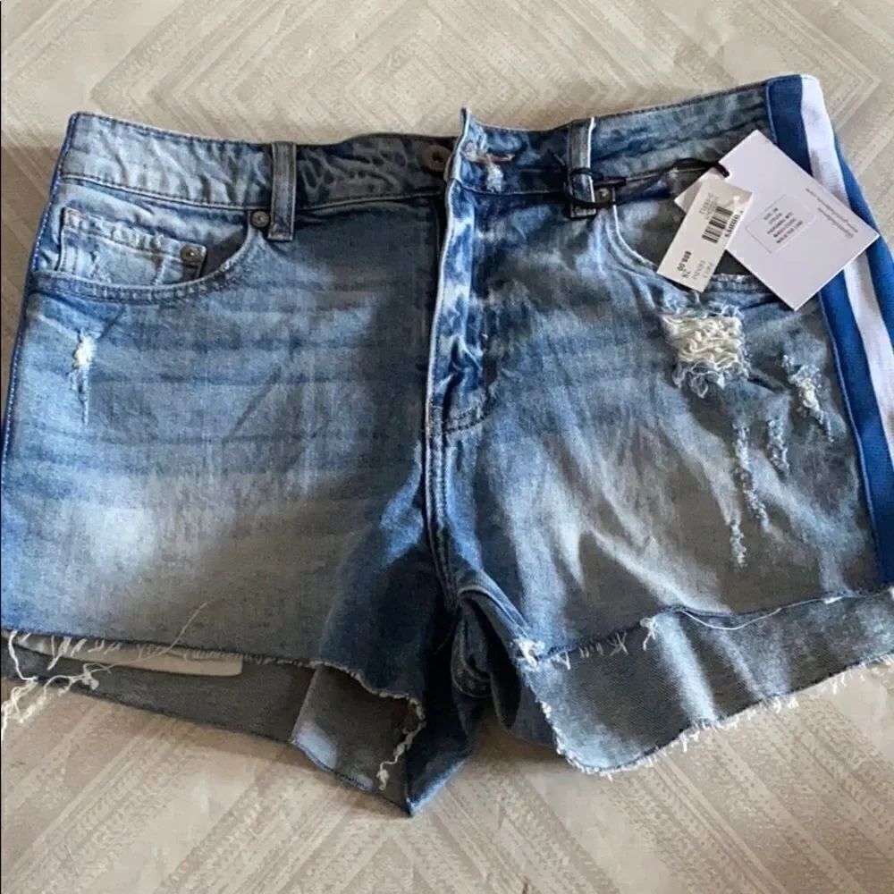 Pistola Denim Blue & White Side Stripe Shorts
